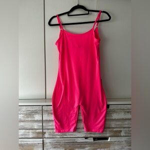 💖🔥 Pink Bodycon Romper Shorts One Piece Spaghetti Strap Medium